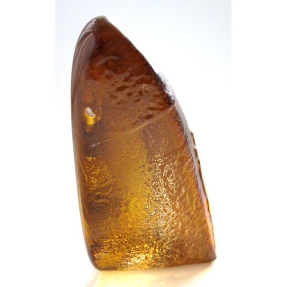 VTG Signed Mats Jonasson Maleras Crystal Cave Rock Carving Amber #3801 Orig. Tag - Picture 4 of 16